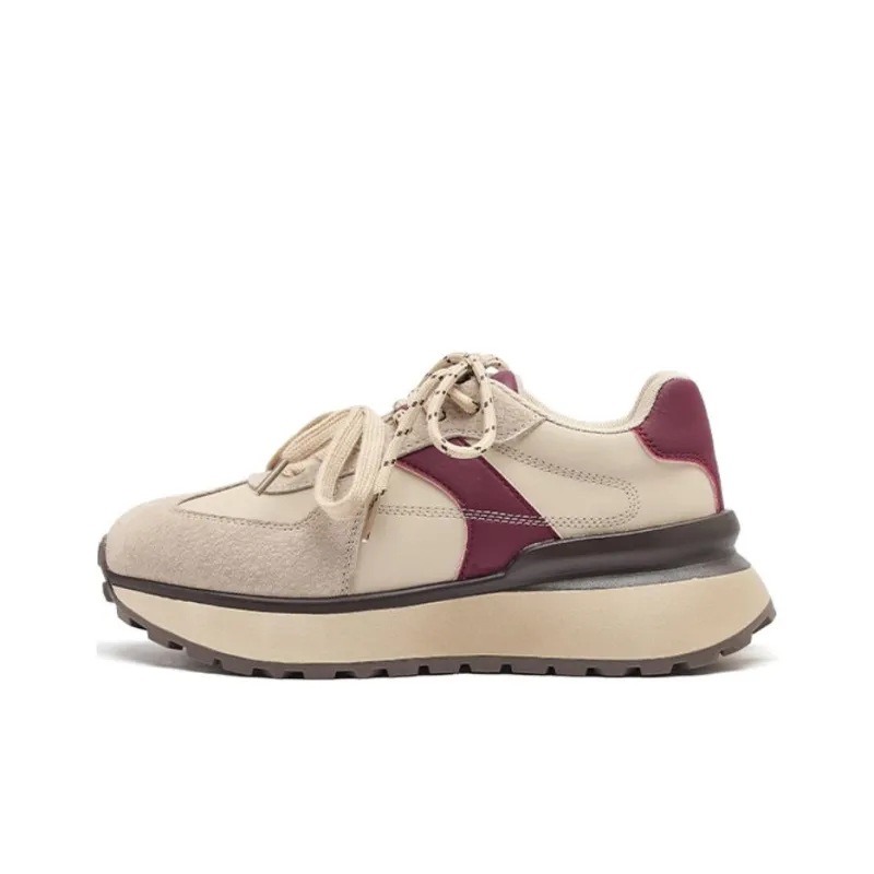 AGSDON Casual Shoes Women's Low Top Beige/Pink-0