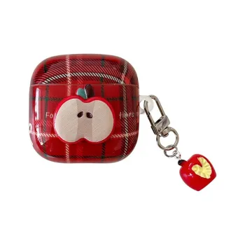 Kona Chun Compatibility  FreeBuds 5/6i/SE2 TPU 3D Effect Red Apple Plaid Fully Enclosed Headphone Cases