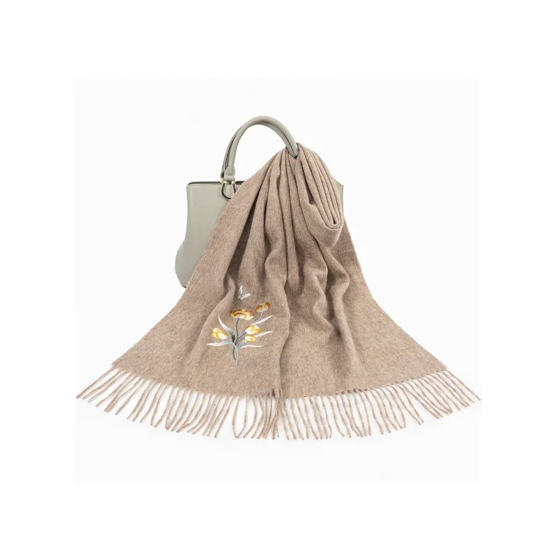 Shanghai Story 100% Sheep Wool Knit Scarves Women's 6 Colors Available For Selection-6