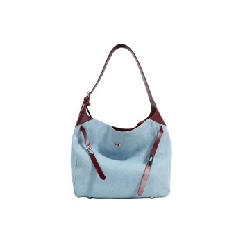 NIUMJ Denim Shoulder Bag Medium Size Women's Blue & Burgundy/Blue & Pink