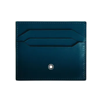 MONTBLANC Meisterstuck Full Grain Cow Leather Card Holder Regular Women's Cyprus Blue