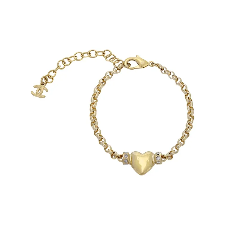 CHANEL Metal Rhinestone Bracelets Women's Gold-2