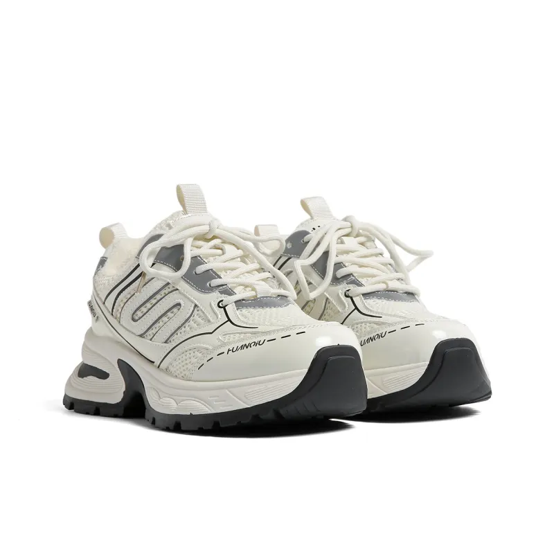 HUANQIU Shock Absorbers With Slip Resistant And Abrasion Resistant Properties Low Top Chunky Sneakers Women's-3