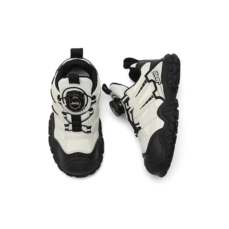 Jeep Slip Resistant Cushioning Wear Resistant Breathable Kids Lifestyle Shoes Black Beige Kids'-7