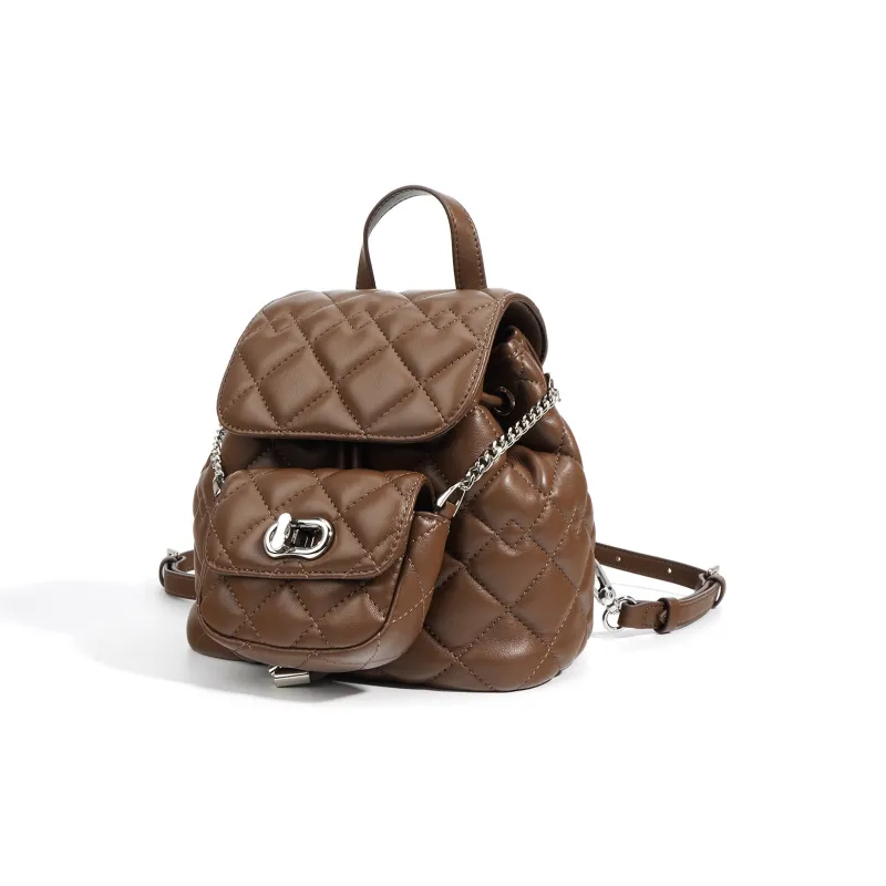 NIUMJ Cow Leather Backpack Regular Women's Black/Silver/Coffee/Apricot-4