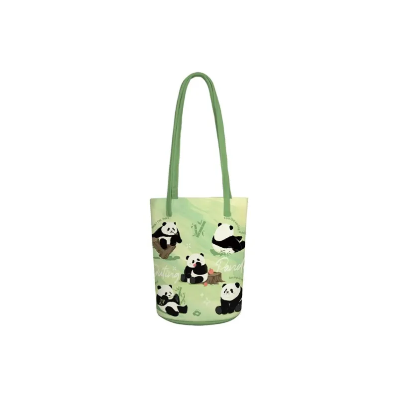 AOSONG Suede Tech Fabric Shoulder Bag Unisex Panda In The Spring Green-4