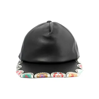 Burberry Leather Baseball Caps Women's Black