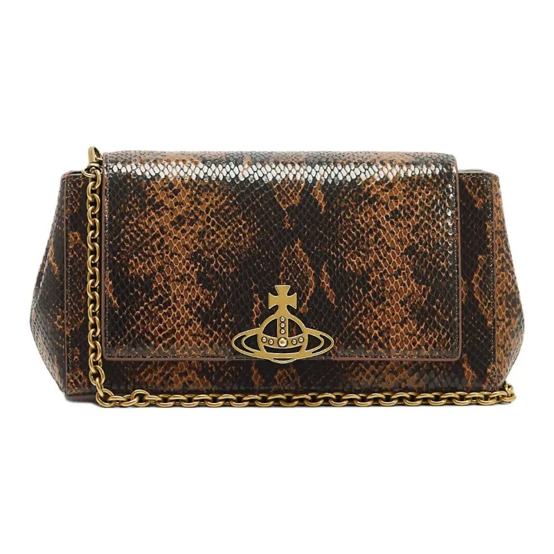 Vivienne Westwood HAZEL Leather One Shoulder Handbag Medium Size Women's Dark Umber-1