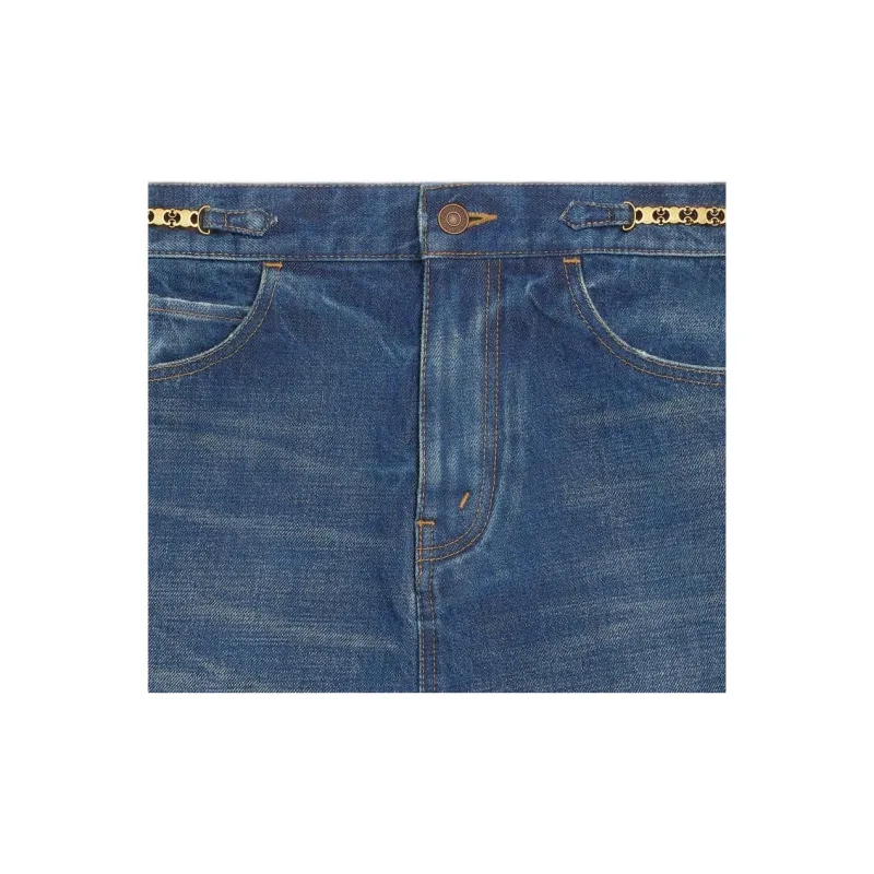 CELINE SS22 Denim Short Skirts Women's Blue-4