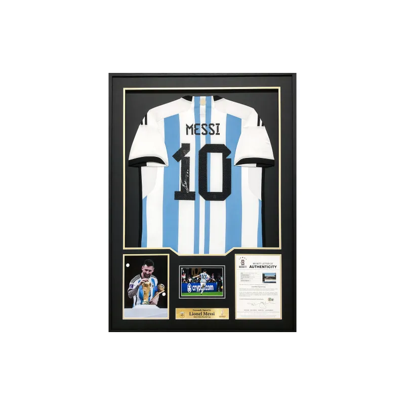 Huayitaojin 022 Argentina World Cup Fan Edition Jersey With BAS Certificate Framed 110x78cm Men's Collectible Classic-0