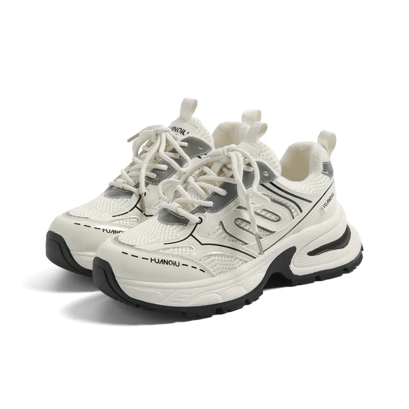 HUANQIU Shock Absorbers With Slip Resistant And Abrasion Resistant Properties Low Top Chunky Sneakers Women's-2
