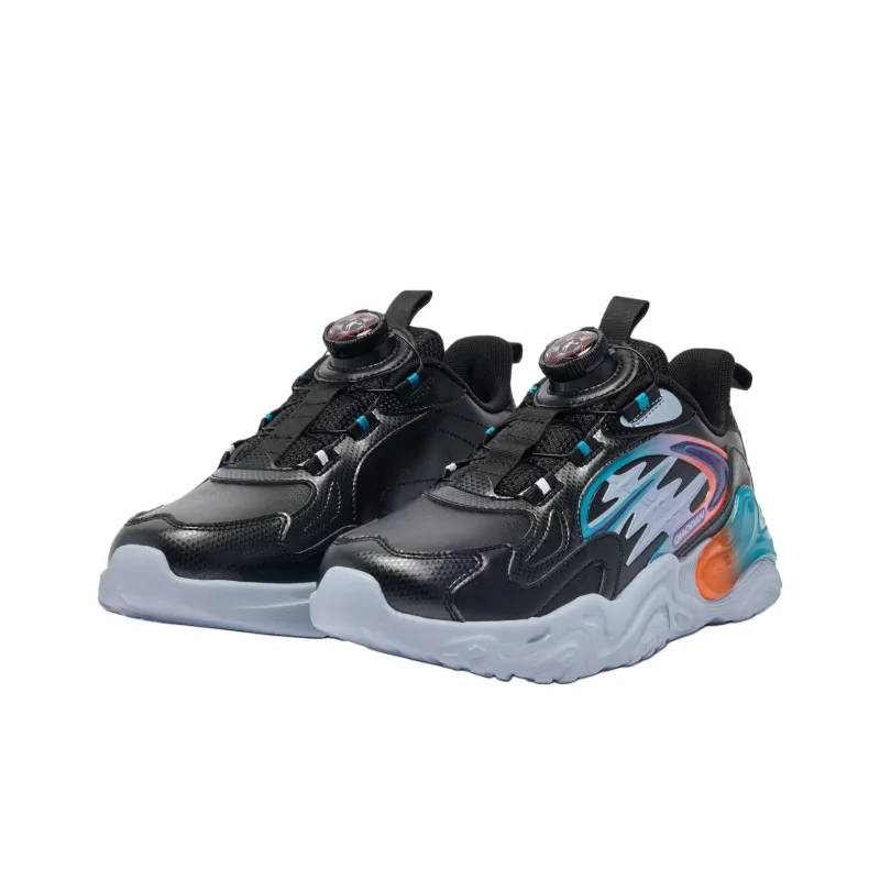 QIAODAN Anti Slip Wear Resistant Low Top Kids Lifestyle Shoes Black Blue Teenagers-2