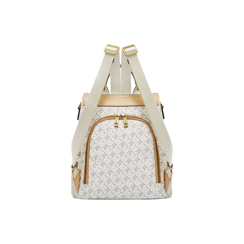Geshiman PVC Backpack Regular Unisex Coffee/Ecru-9