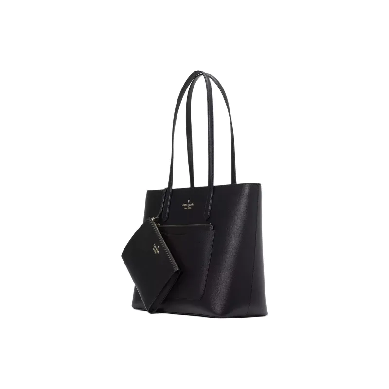 Kate Spade Cross-Patterned PVC Tote Bag Shopping Bag Handbag Shoulder Bag Large Size Women's Black-1