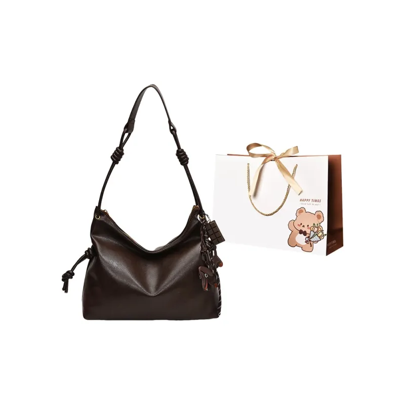 ERANGBEAR PU Shoulder Bag Women's Coffee/Black/Dark Khaki/Brown-0