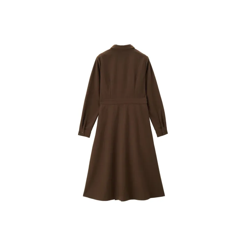 UNIQLO Long-Sleeved Dresses Women's Maroon Tan-1