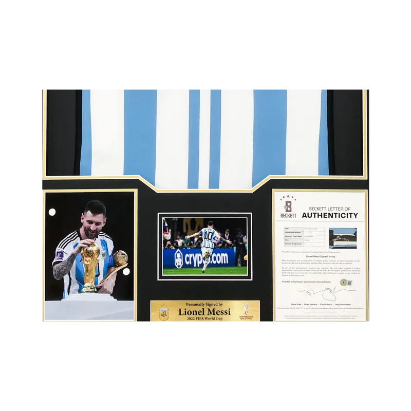 Huayitaojin 022 Argentina World Cup Fan Edition Jersey With BAS Certificate Framed 110x78cm Men's Collectible Classic-3
