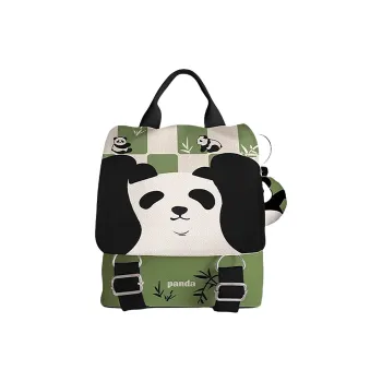 AOSONG Suede Tech Fabric Backpack Unisex Green Panda Ponder
