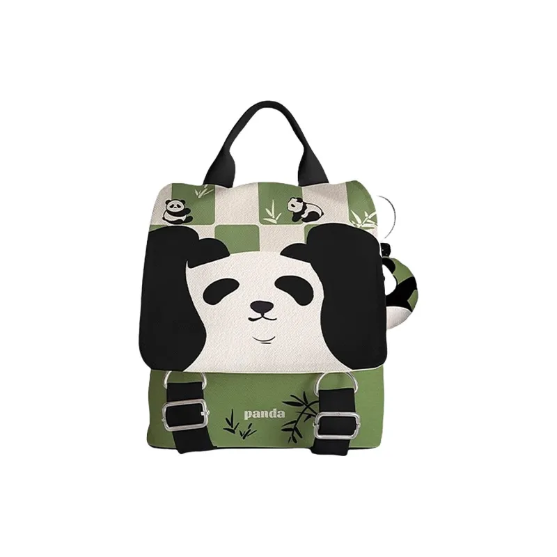 AOSONG Suede Tech Fabric Backpack Unisex Green Panda Ponder-0