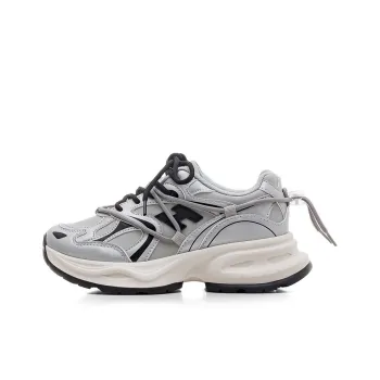 HUANQIU Coverage Support Height Increasing Low Top Chunky Sneakers Women's Silver Black