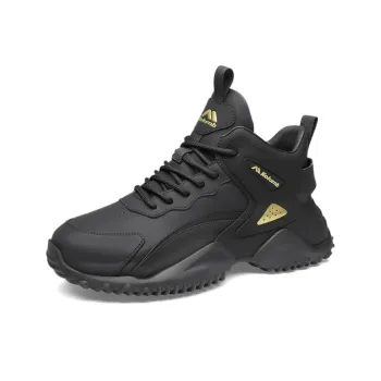 KOLUMB Anti Slip And Wear Resistant Water Resistant High Top Casual Shoes Men's Black Gold