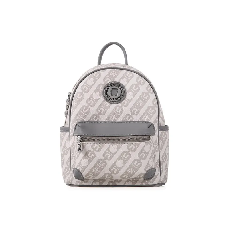 DANNYBEARJEANS Synthetic Leather Backpack Large Size Unisex Ecru & Light Blue-0