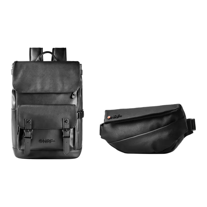 ONRF PVC Leather Backpack Travel Bag Laptop Bag For Students Tubas Unisex Black-28