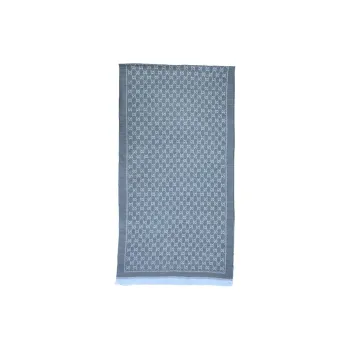 GUCCI Wool Knit Scarves Unisex Light Blue/Light Gray