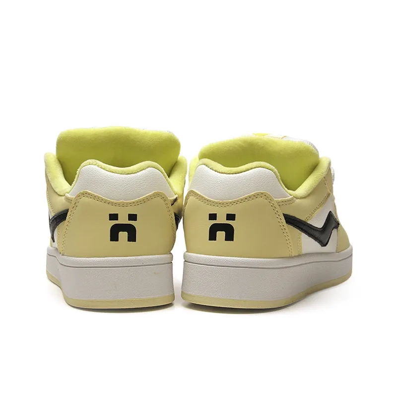 STUR YSN Warm Wear Resistant Lightweight Low Top Skateboard Shoes Unisex White Light Yellow-4
