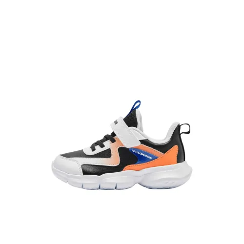 QIAODAN Slip Resistant Anti Kick Low Top Kids' Running Shoes Black Orange Children Aged 3 7 Years Old