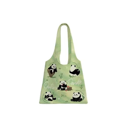 AOSONG Suede Technology Fabric Tote Bag, Shopping Bag, Shoulder Bag Unisex Panda Outing Monk