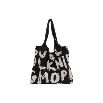 Dusen Kangaroo Knitted Fabric Shoulder Bag Regular Women's Black/Violet/Beige/Pink/Green & White/Green & Pink