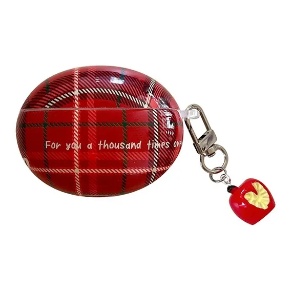Kona Chun Compatible With FreeBuds 5i/6i/SE2 TPU Minimalist Style Red Plaid Bowknot Fully Enclosed Headphone Cases-4