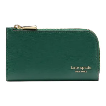 Kate Spade Cross-Stitch Leather Wallet Small Size Women's Sesame Greens
