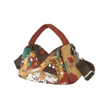 AOSONG Suede Technical Fabric Handbag Crossbody Bag Unisex Yellow Mushroom Rabbit
