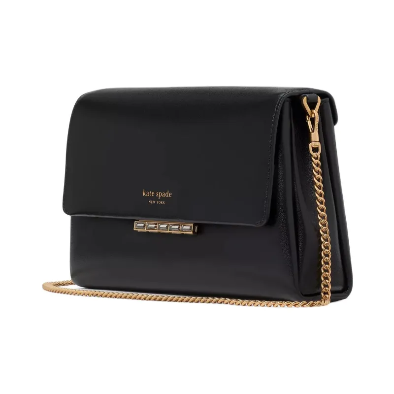 Kate Spade Grained Leather One Shoulder Crossbody Clutches Women's Black-1
