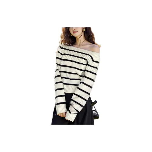 Wbwq Knitwear Women's Black/White Stripe