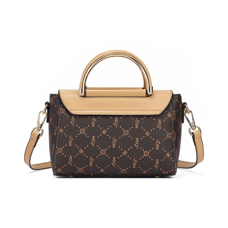 ST&SAT Synthetic Leather Crossbody Bag, Handbag Women's Coffee-2