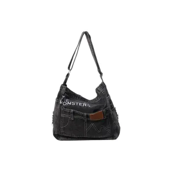 Yalu Denim Shoulder Bag, Crossbody Bag Regular Unisex Light Blue/Dark Blue/Black