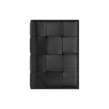 Bottega Veneta CASSETTE Sheepskin Passport Holder Unisex Black