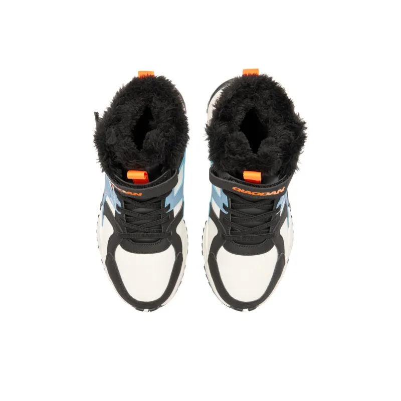 QIAODAN Slip Resistant Thermal High Top Kids Lifestyle Shoes Black Teenagers-3