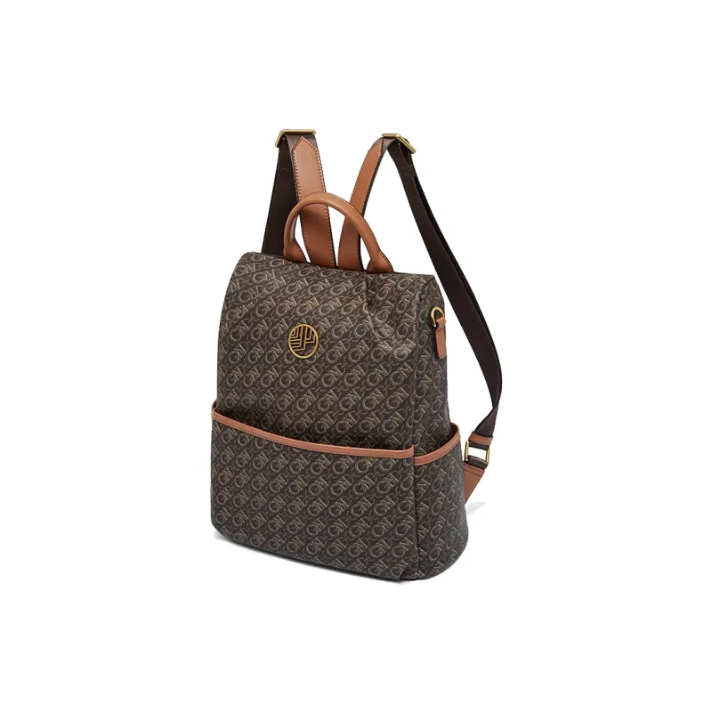 Geshiman PVC Backpack Regular Unisex Coffee/Ecru-2