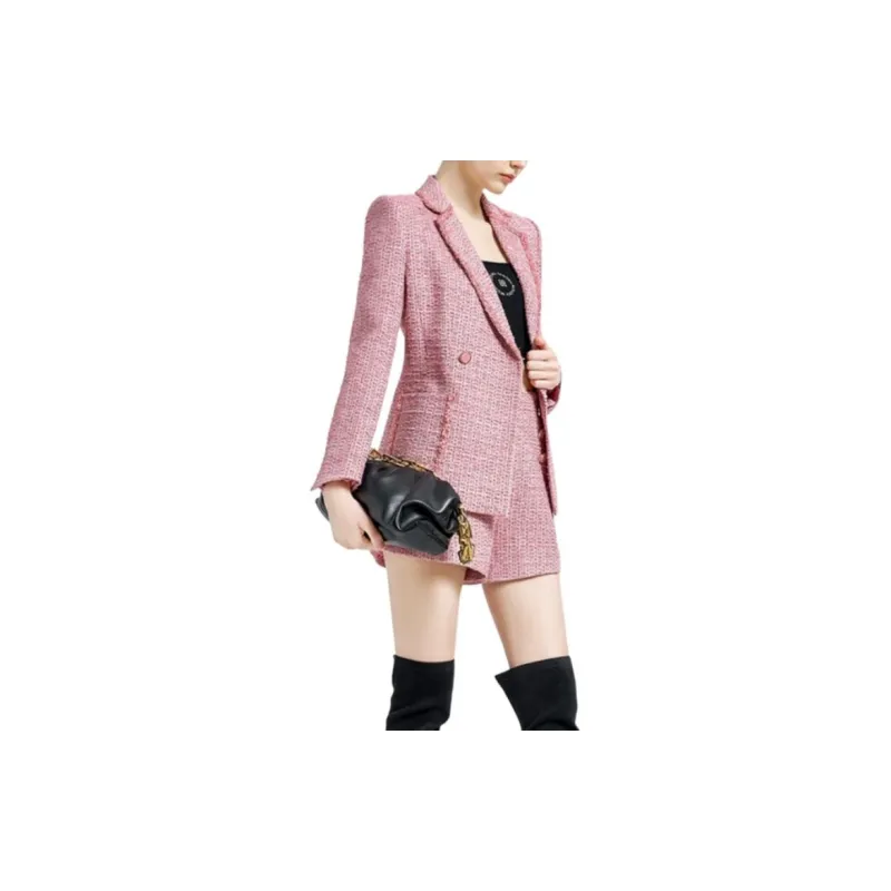 BESIONIA FW23 Business Suits Coats Women's Pink-4