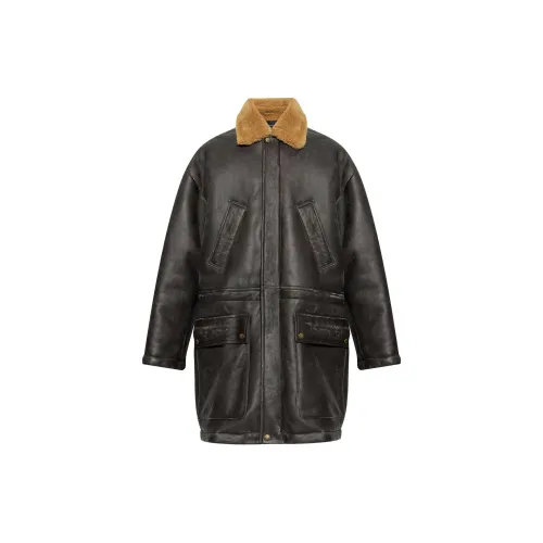 Balenciaga Leather Jackets Men Cedar Brown