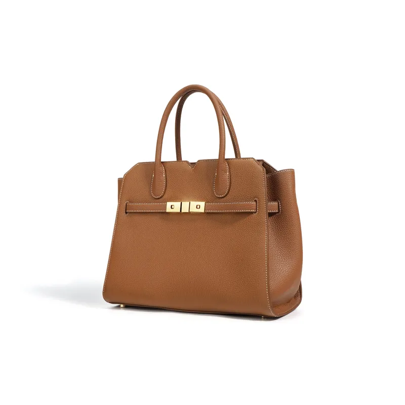 NIUMJ Top Grain Cow Leather Handbag Regular Women's Black/Modern Gray/Amber Gold-5