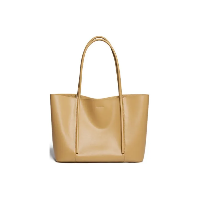 NIUMJ Cow Leather Handbag, Shoulder Bag Tubas Women's Apricot/Black/Caramel/Milk Tea-6