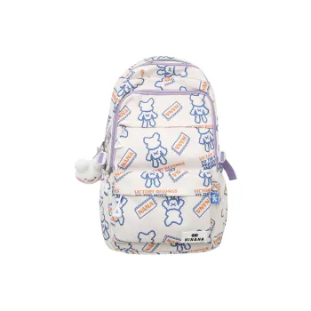 NX DOUGHNUT Nylon Backpack Regular Women's English Bear Ecru Heart Bear Pink Bear Black Bear Cow Pattern