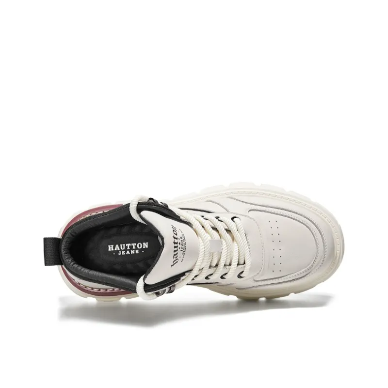 Hautton Jeans High Top Skateboard Shoes Men's White-3