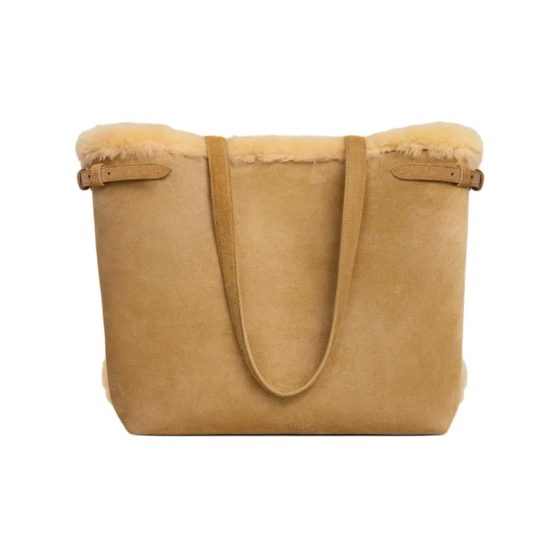 CELINE CabasCuir Triomphe Suede Calfskin Tote Bag Shopping Bag Handbag Shoulder Bag Medium Size Women's Natural-3