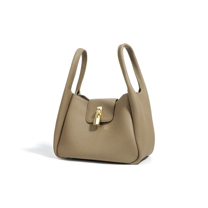 NIUMJ Top Grain Cow Leather Shoulder Bag Crossbody Bag Handbag Regular Women's Elephant Gray/Amber Gold/Midnight Blue-1